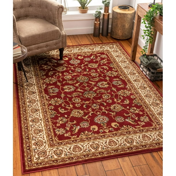 Noble Palace Red French European Formal Traditional Area Rug 5x7 Easy to Clean Stain Fade Resistant Shed Free Modern Contemporary Floral Transitional Soft Living Dining Room Rug 5'3 x 7'3 Noble Palace Red French European Formal Traditional Area Rug 5x7 Easy to Clean Stain Fade Resistant Shed Free Modern Contemporary Floral Transitional Soft Living Dining Room Rug 5'3 x 7'3
